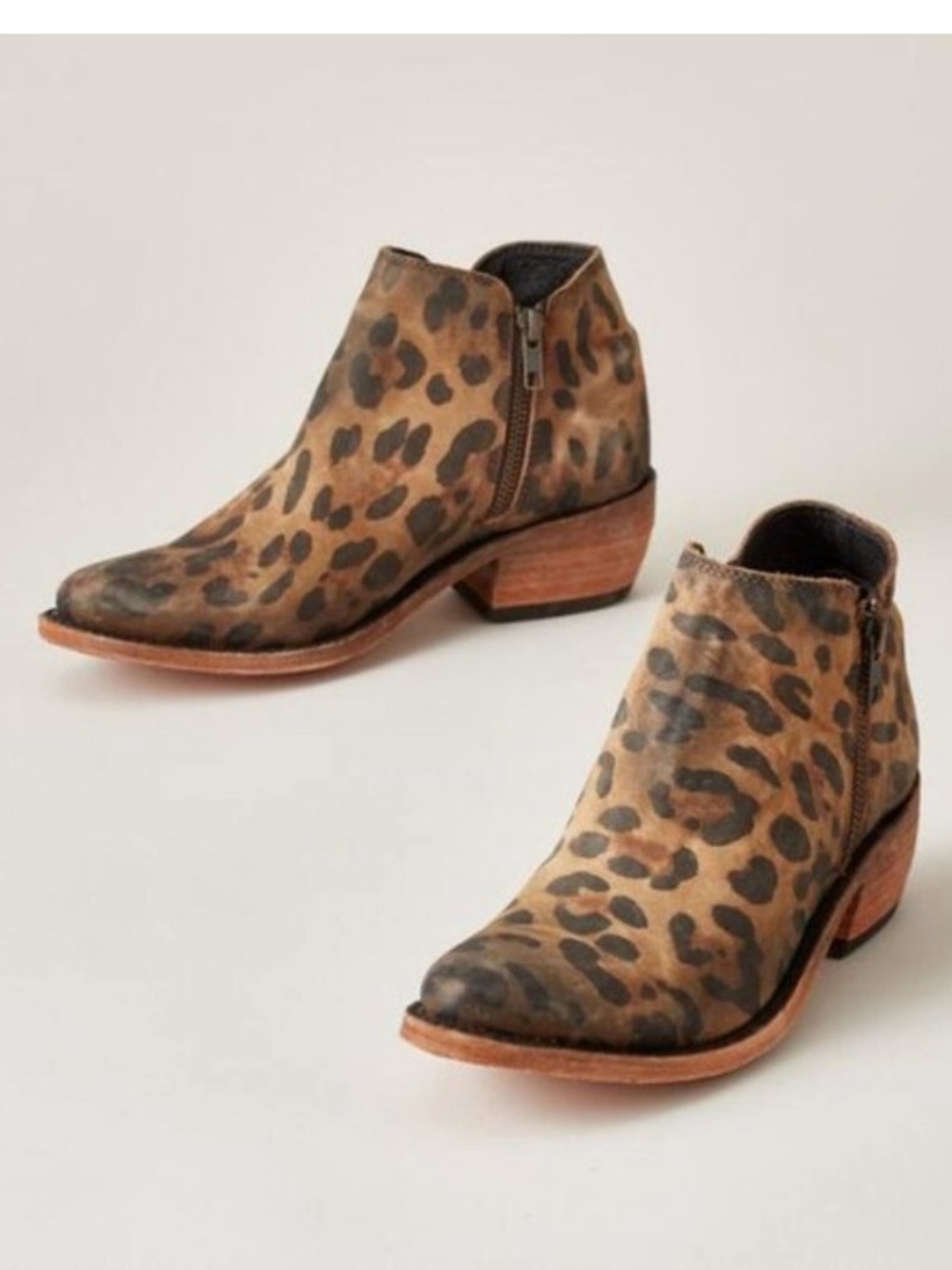 Liberty Black Inara Cheetah Print Leather Ankle Zip Bootie 8